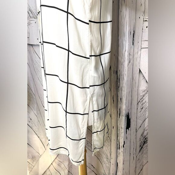 H&M White Long Tunic Top, Shirt Windowpane 10 - Picture 4 of 7